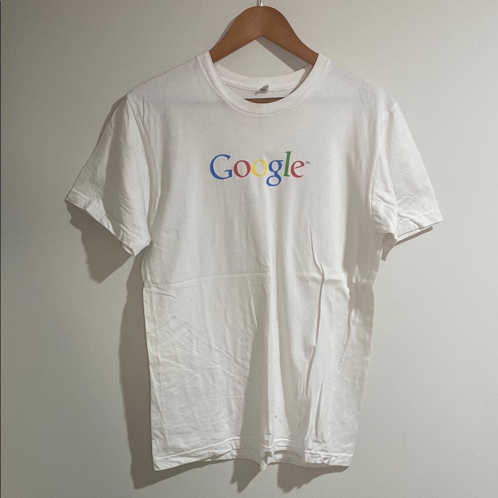 Google White Short Sleeve Tee Casual Cotton